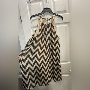 Chevron Pattern Women’s Dress - Black and Cream Size Large